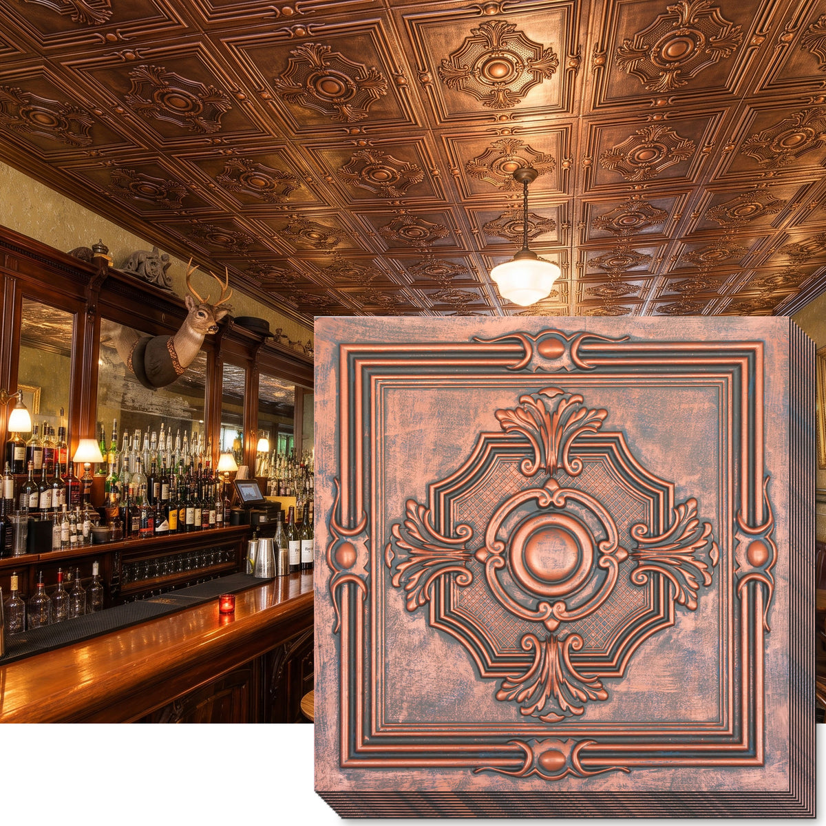 PAINTSDECOR PL38 Rustic copper ceiling tiles