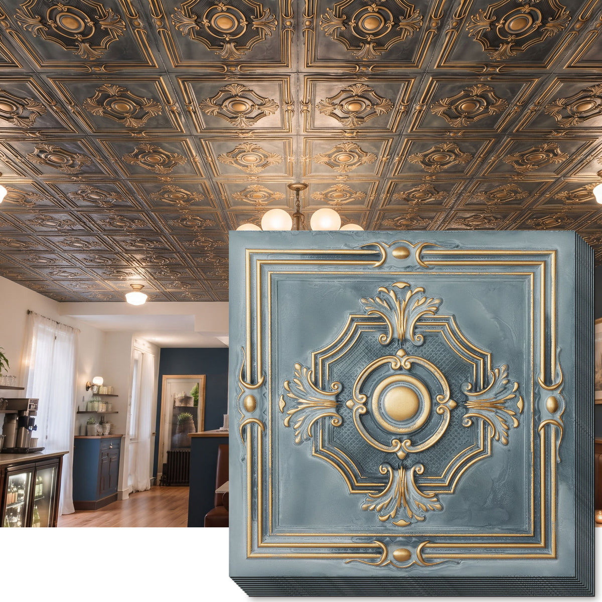 PAINTSDECOR PL38 Smoked gold ceiling tiles
