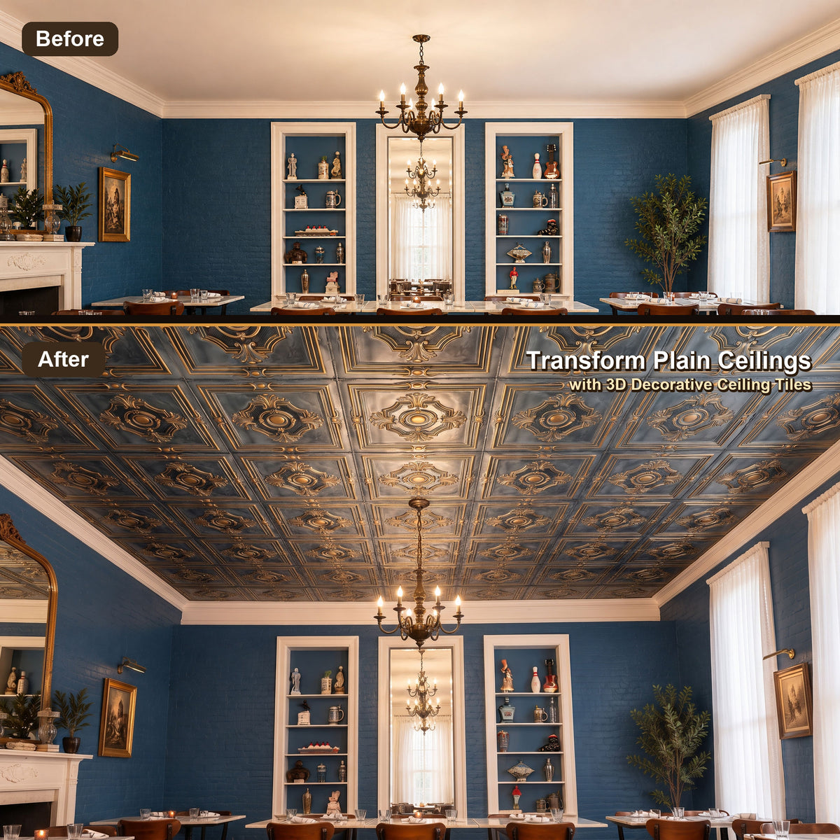 PAINTSDECOR PL38 Smoked gold ceiling tiles