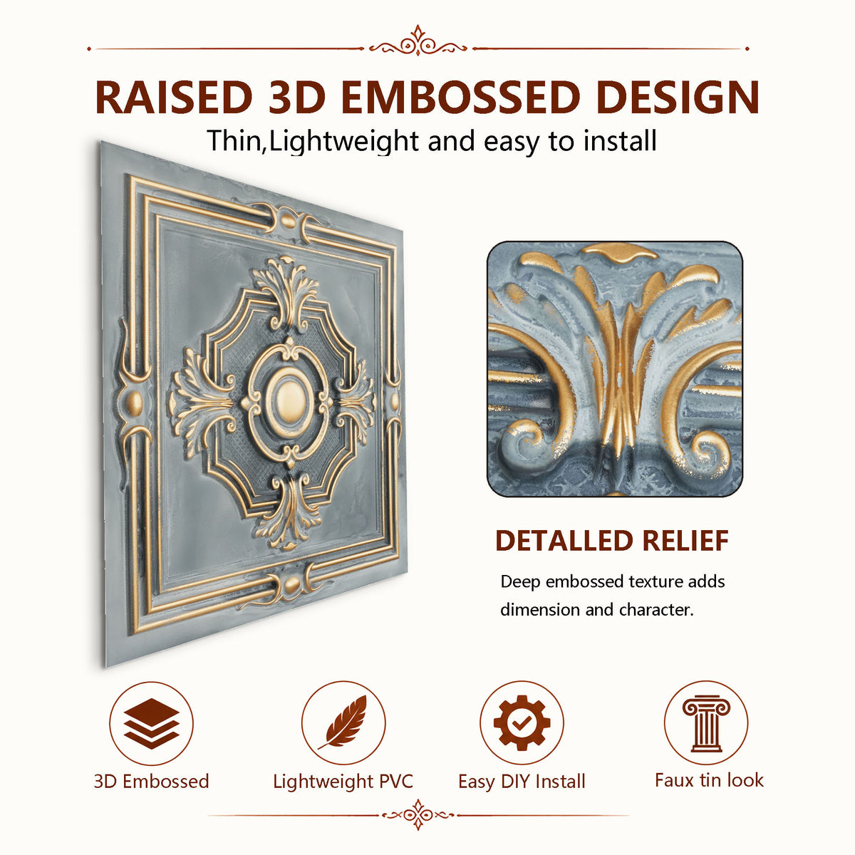 PAINTSDECOR PL38 Smoked gold ceiling tiles