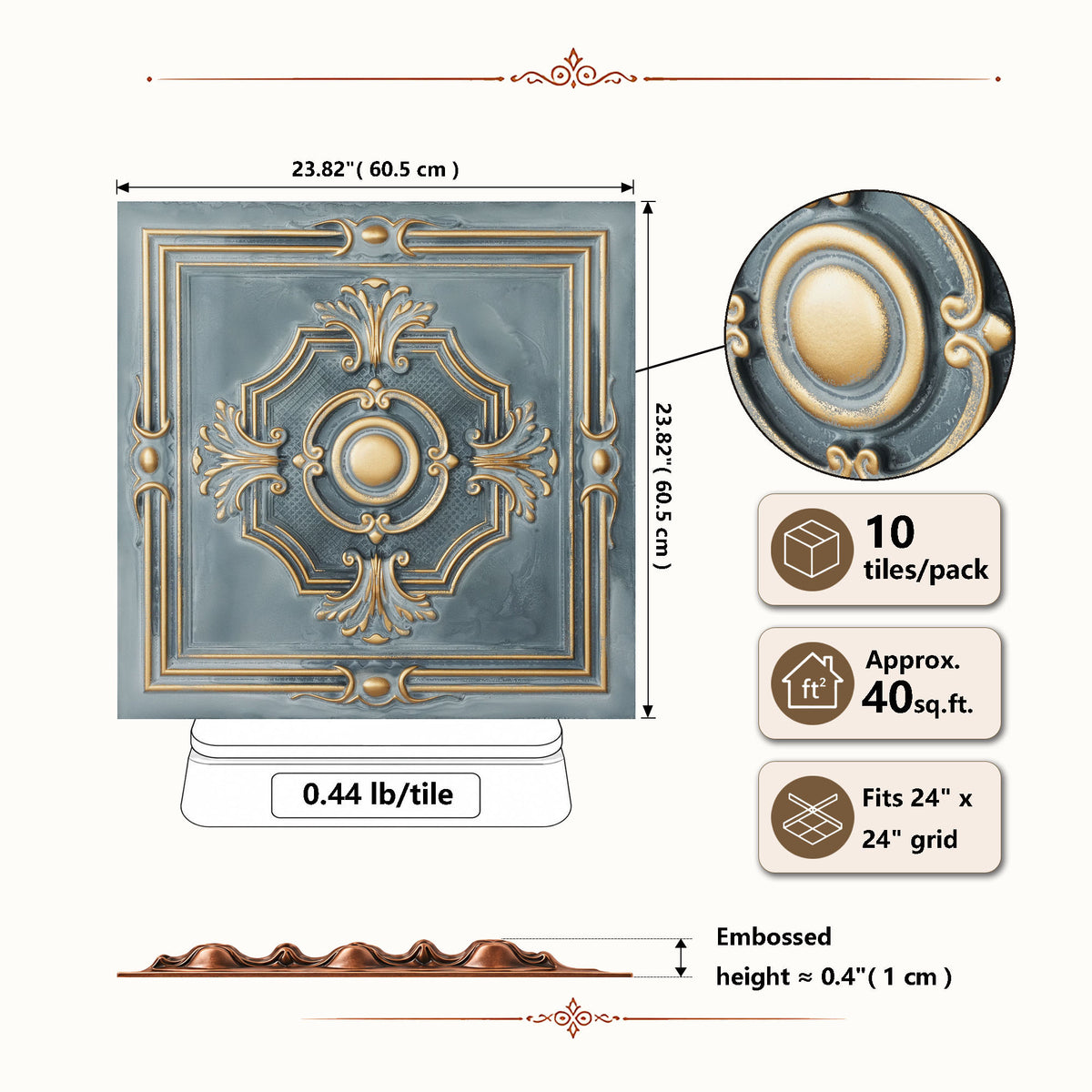 PAINTSDECOR PL38 Smoked gold ceiling tiles