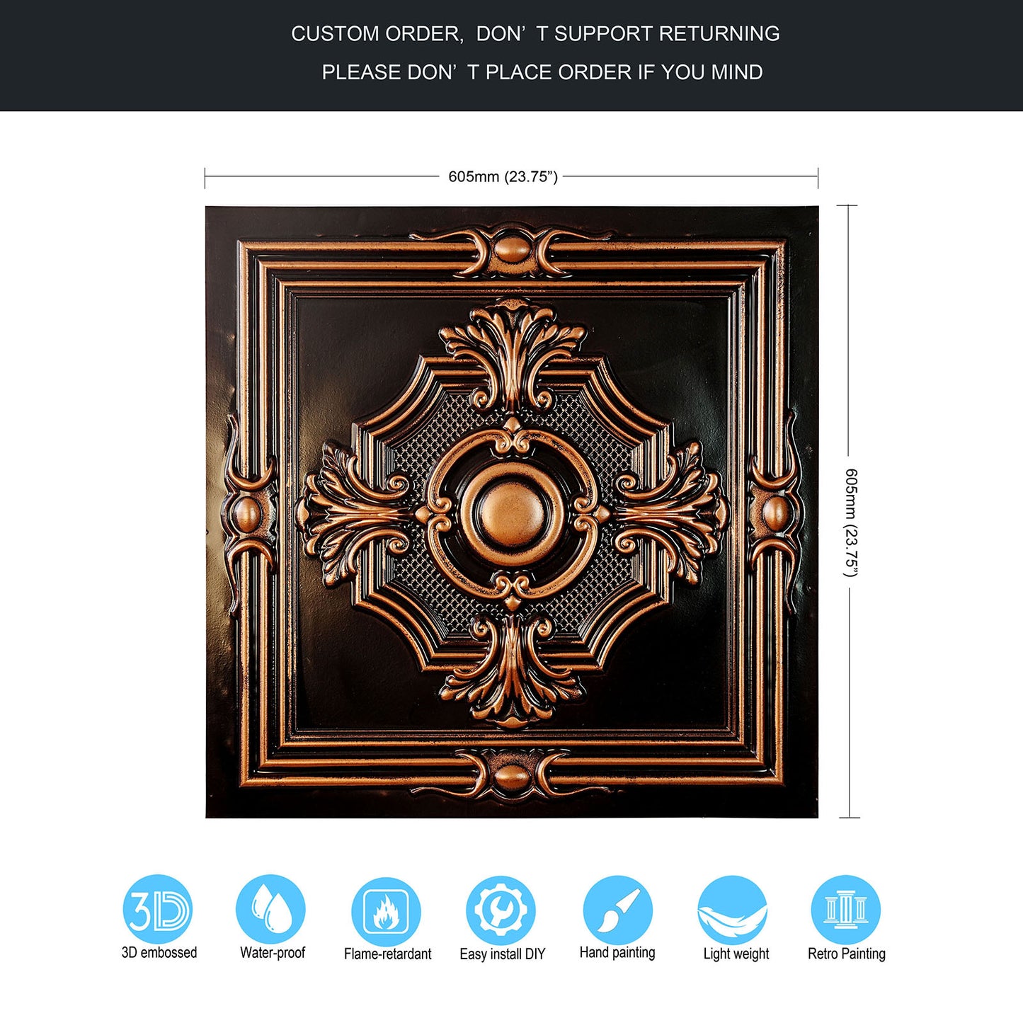 10tiles/lot Faux Tin Ceiling Panels for High-End Restaurants, Coffee Bars and Luxury Apartments PL38