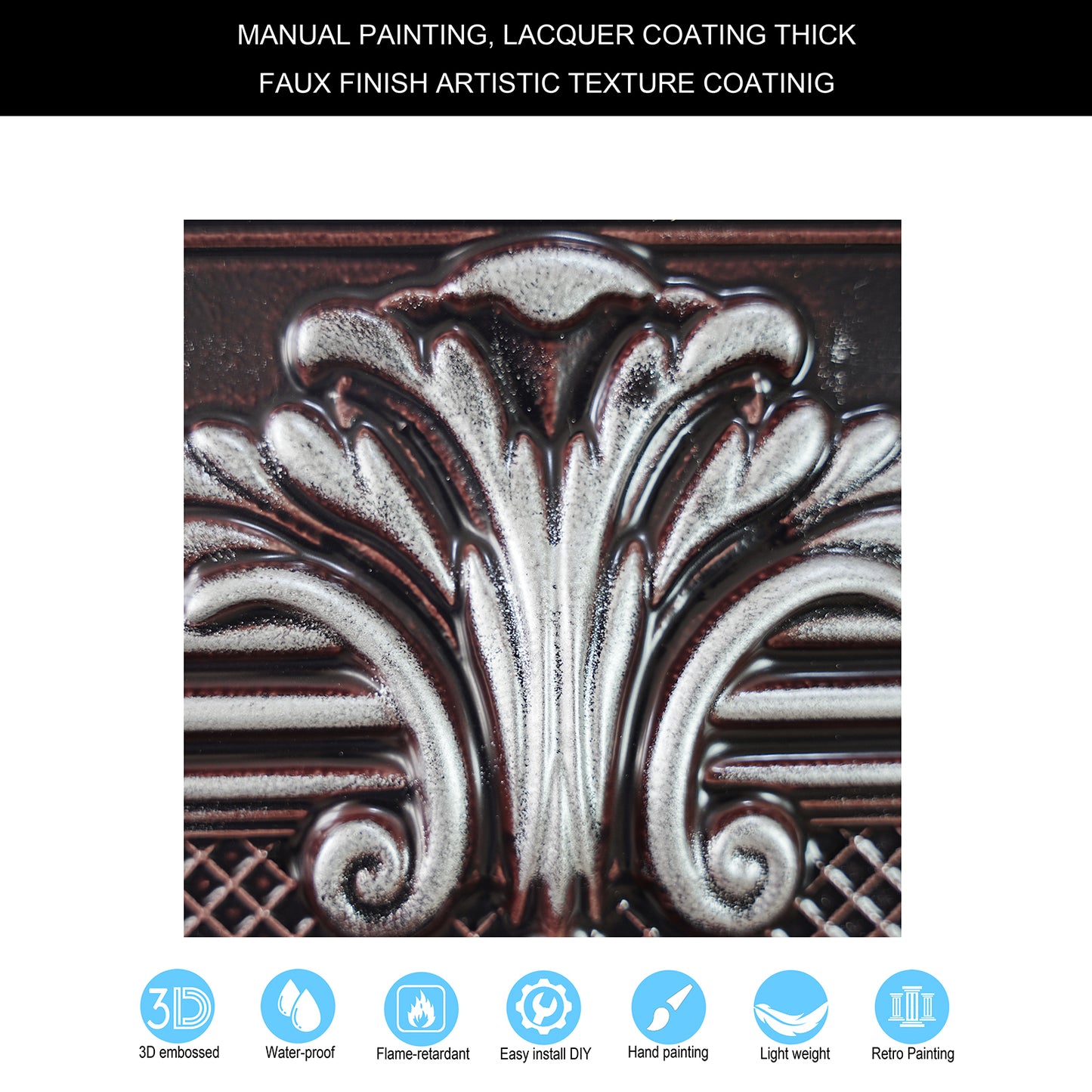 10tiles/lot Faux Tin Ceiling Panels for High-End Restaurants, Coffee Bars and Luxury Apartments PL38