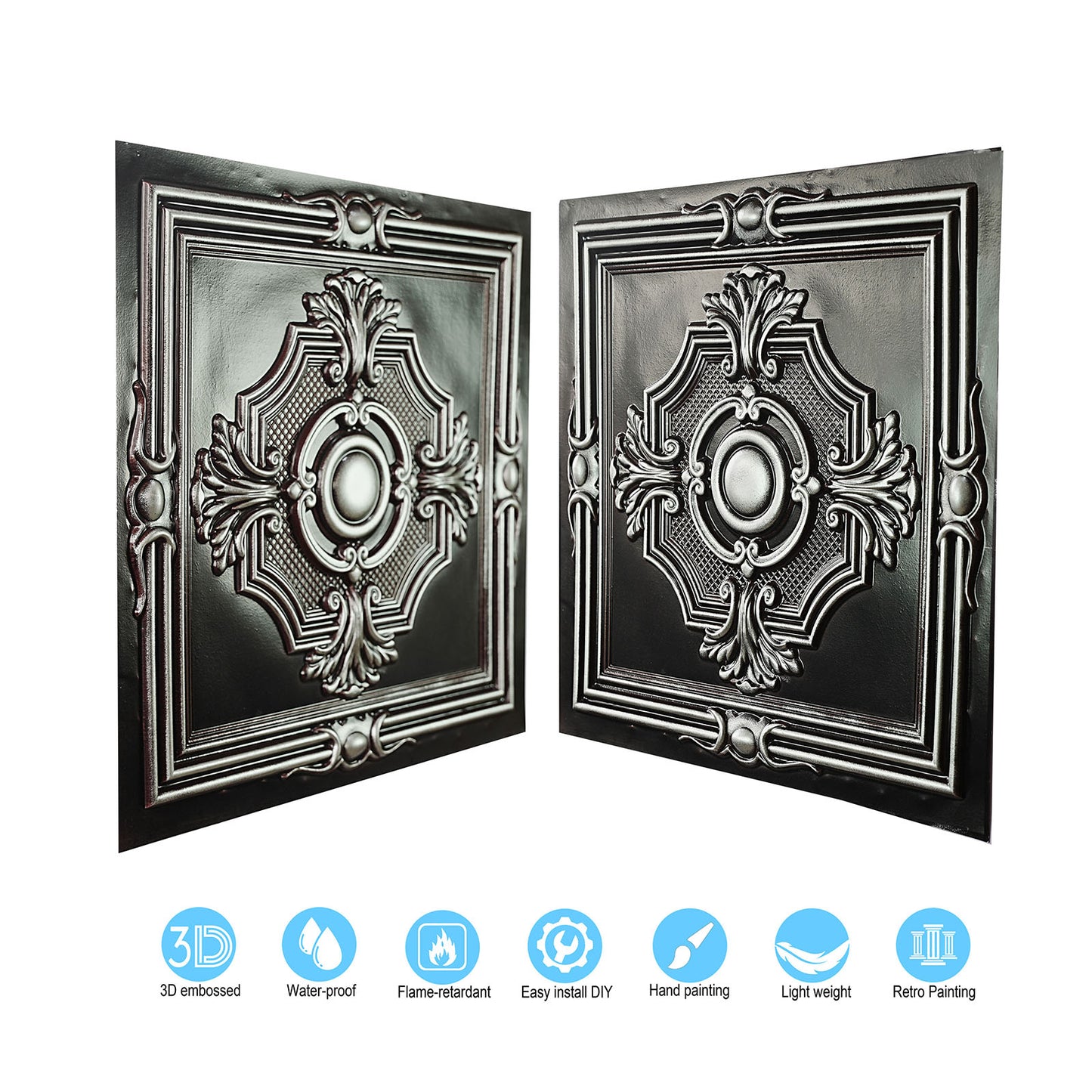 10tiles/lot Faux Tin Ceiling Panels for High-End Restaurants, Coffee Bars and Luxury Apartments PL38