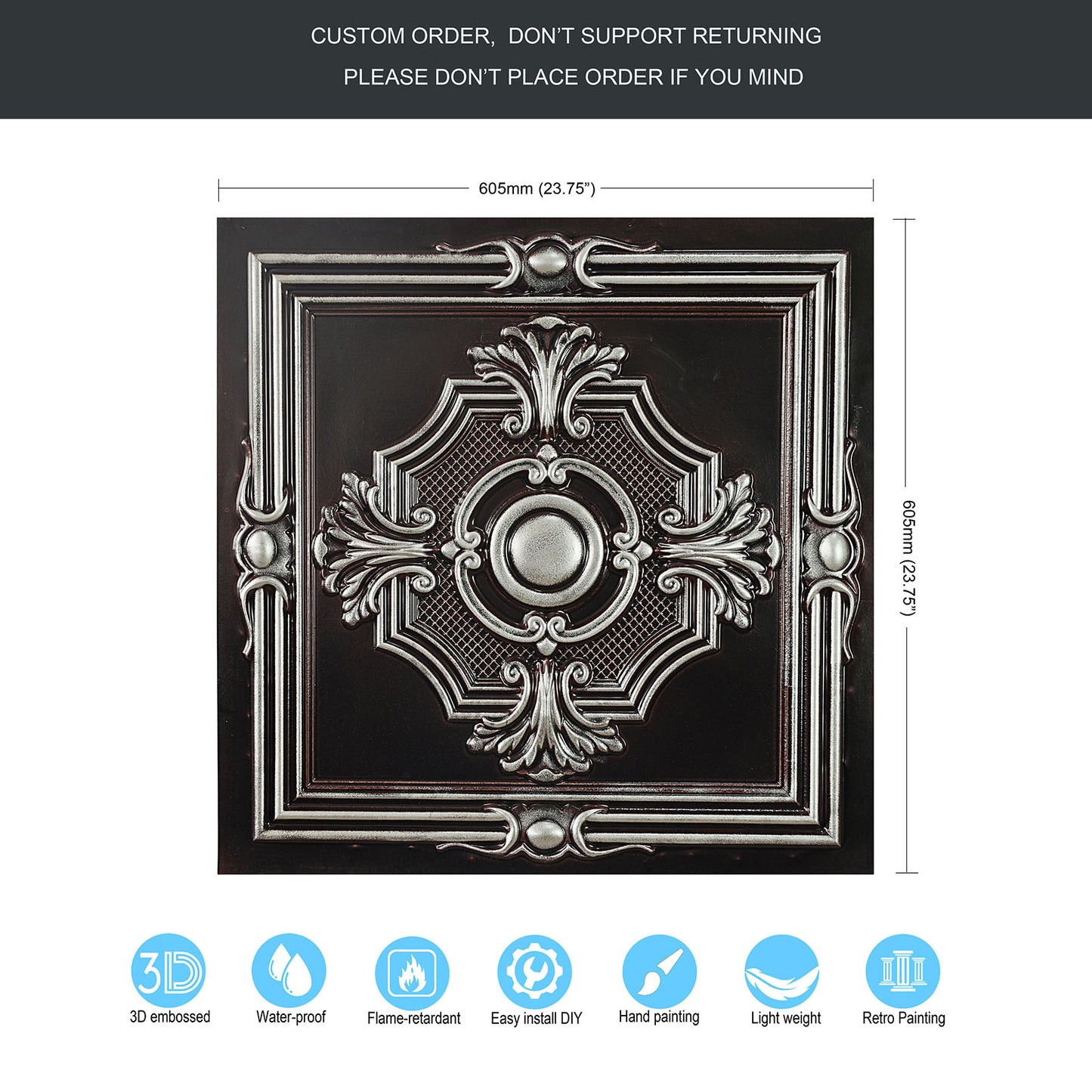 10tiles/lot Faux Tin Ceiling Panels for High-End Restaurants, Coffee Bars and Luxury Apartments PL38