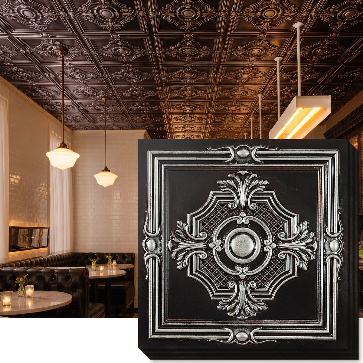 PAINTSDECOR PL38 Traditional silver ceiling tiles