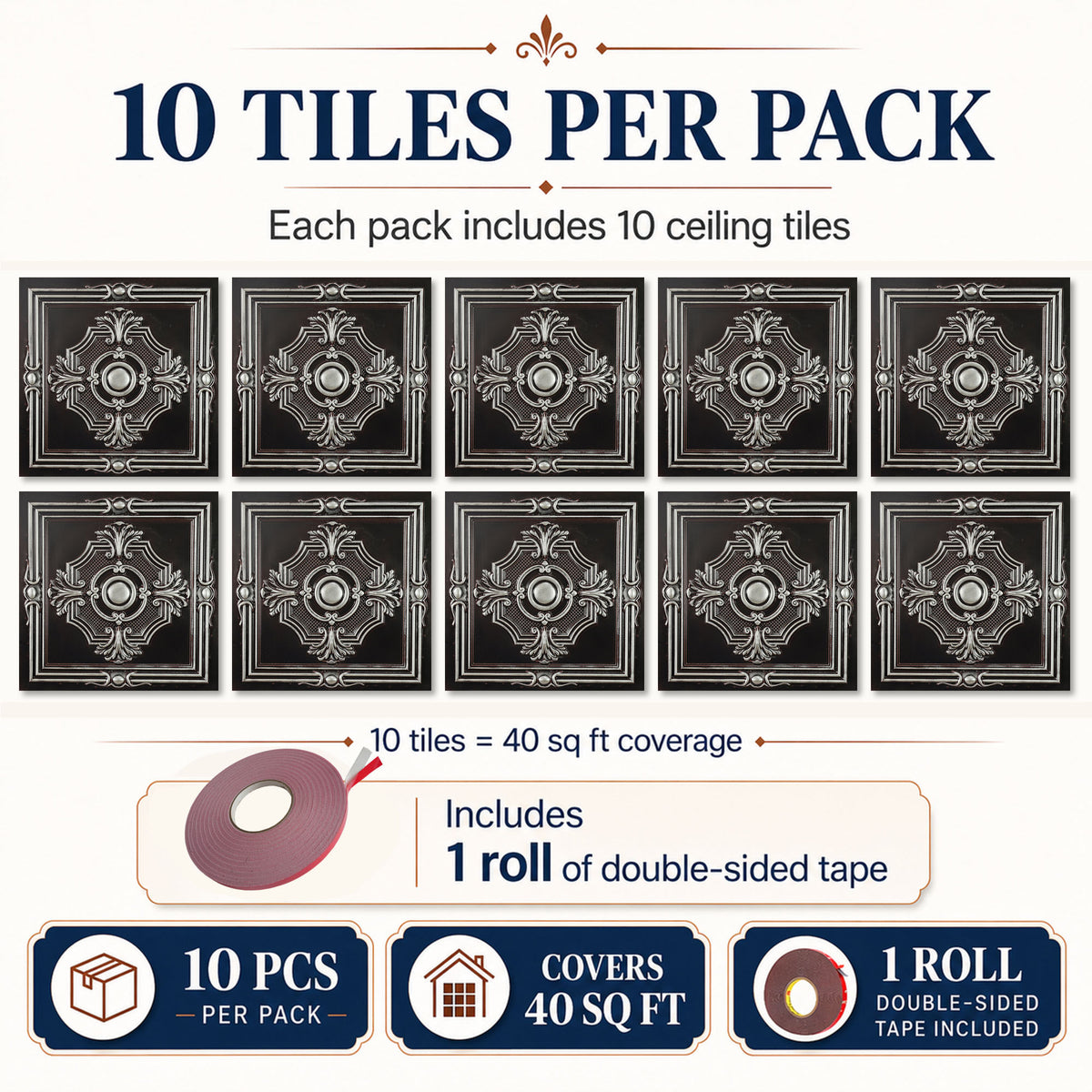 PAINTSDECOR PL38 Traditional silver ceiling tiles