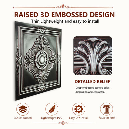 PAINTSDECOR PL38 Traditional silver ceiling tiles