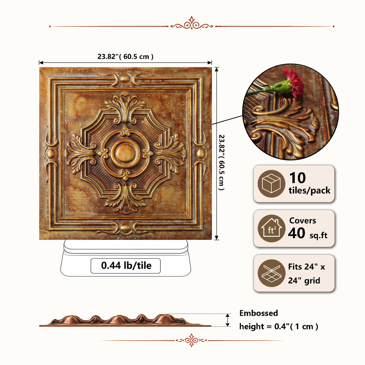 PAINTSDECOR PL38 Weathered Bronze ceiling tiles