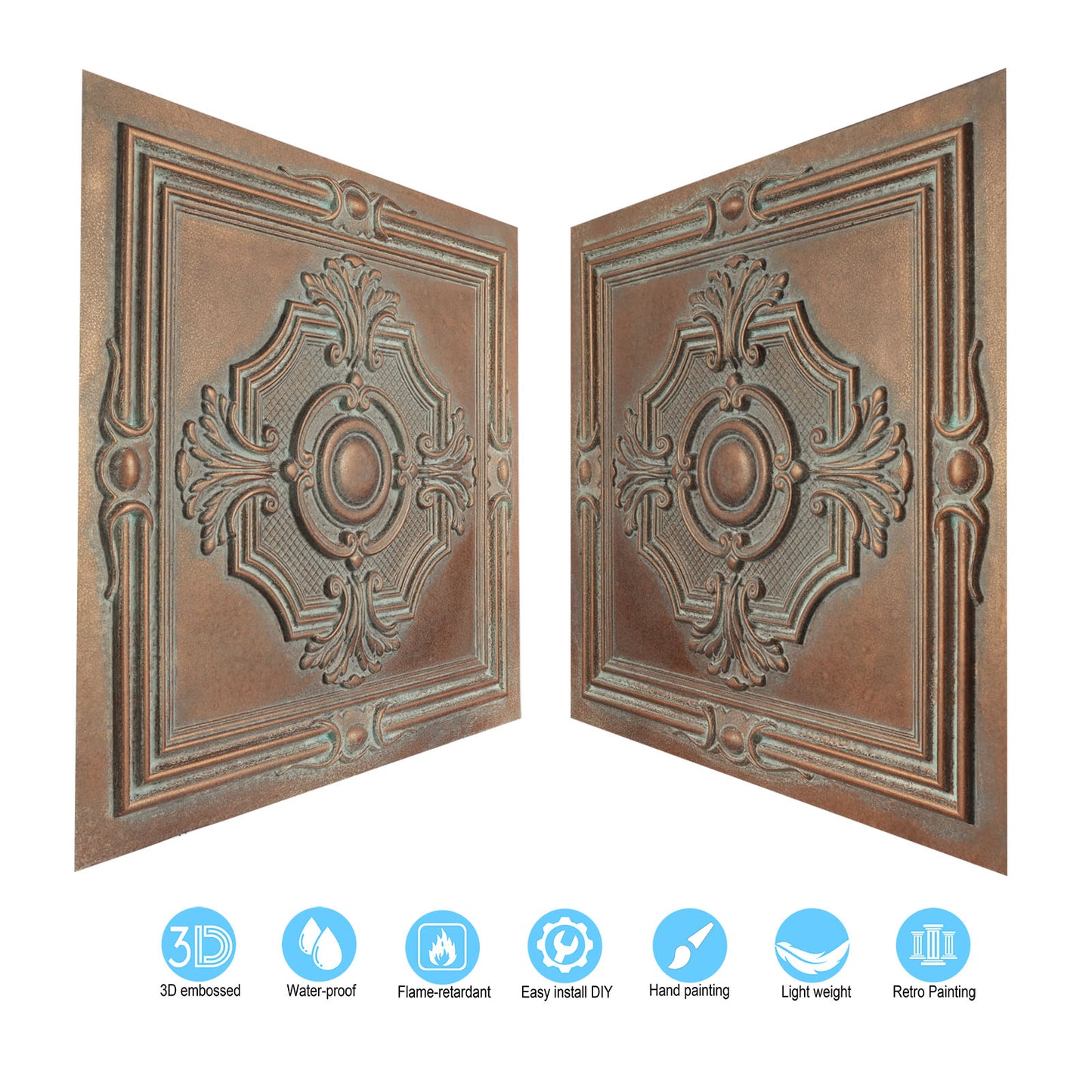 10tiles/lot Faux Tin Ceiling Panels for High-End Restaurants, Coffee Bars and Luxury Apartments PL38