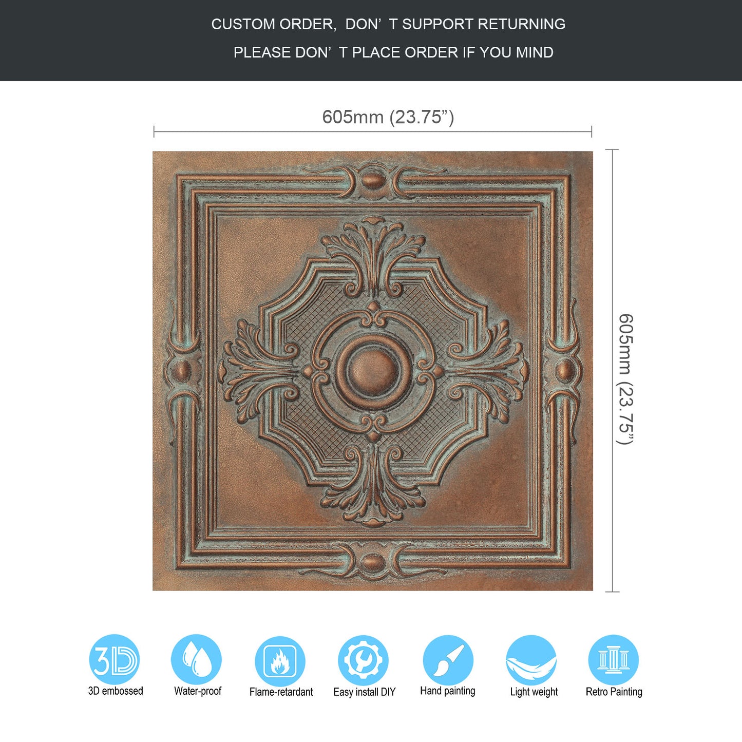 10tiles/lot Faux Tin Ceiling Panels for High-End Restaurants, Coffee Bars and Luxury Apartments PL38