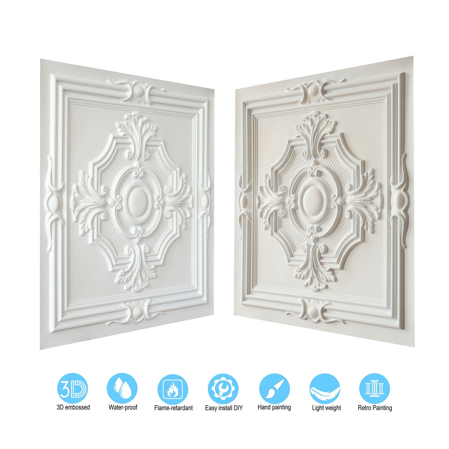 10tiles/lot Decorative PVC Panels for Kitchens, Offices, Living Rooms and Light-Luxury Spaces PL38