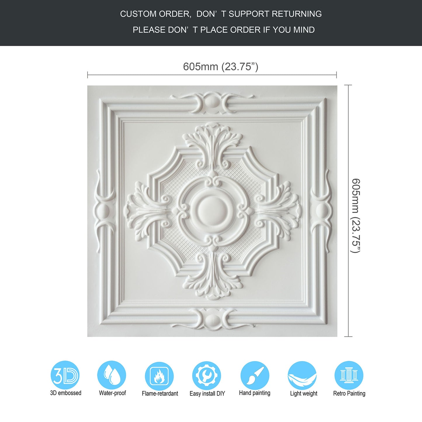 10tiles/lot Decorative PVC Panels for Kitchens, Offices, Living Rooms and Light-Luxury Spaces PL38