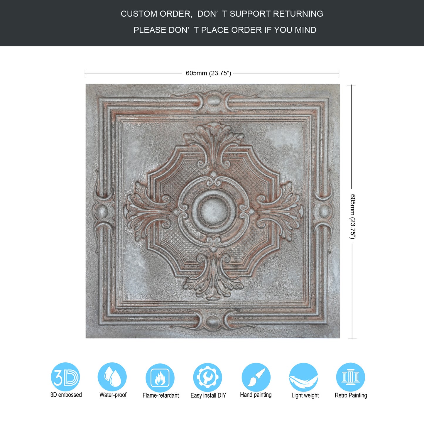 10tiles/lot Glue-Up Ceiling Tiles for Kitchen Renovations, Coffee Shops and Light-Luxury Spaces PL38