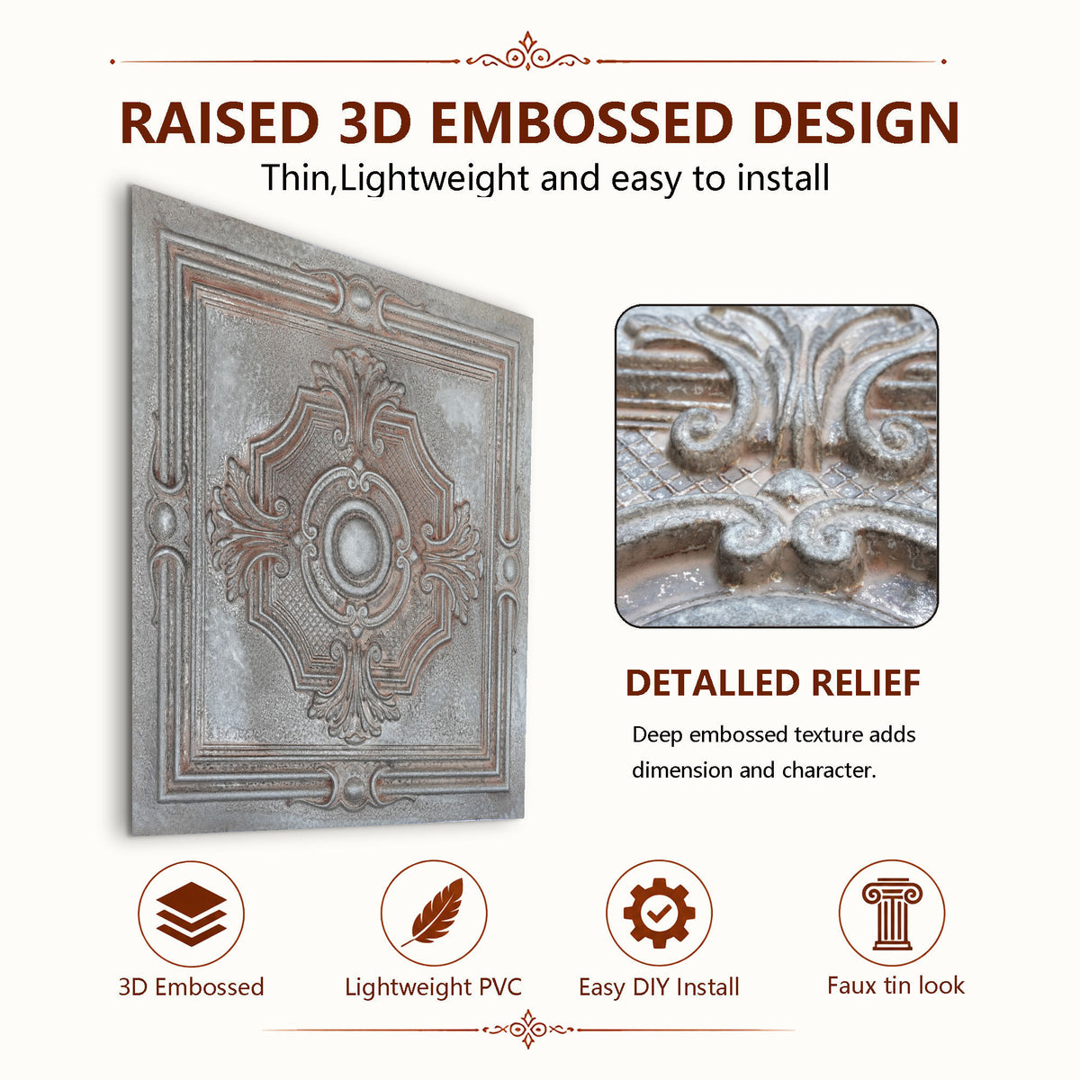 PAINTSDECOR PL38 Weathered Iron ceiling tiles