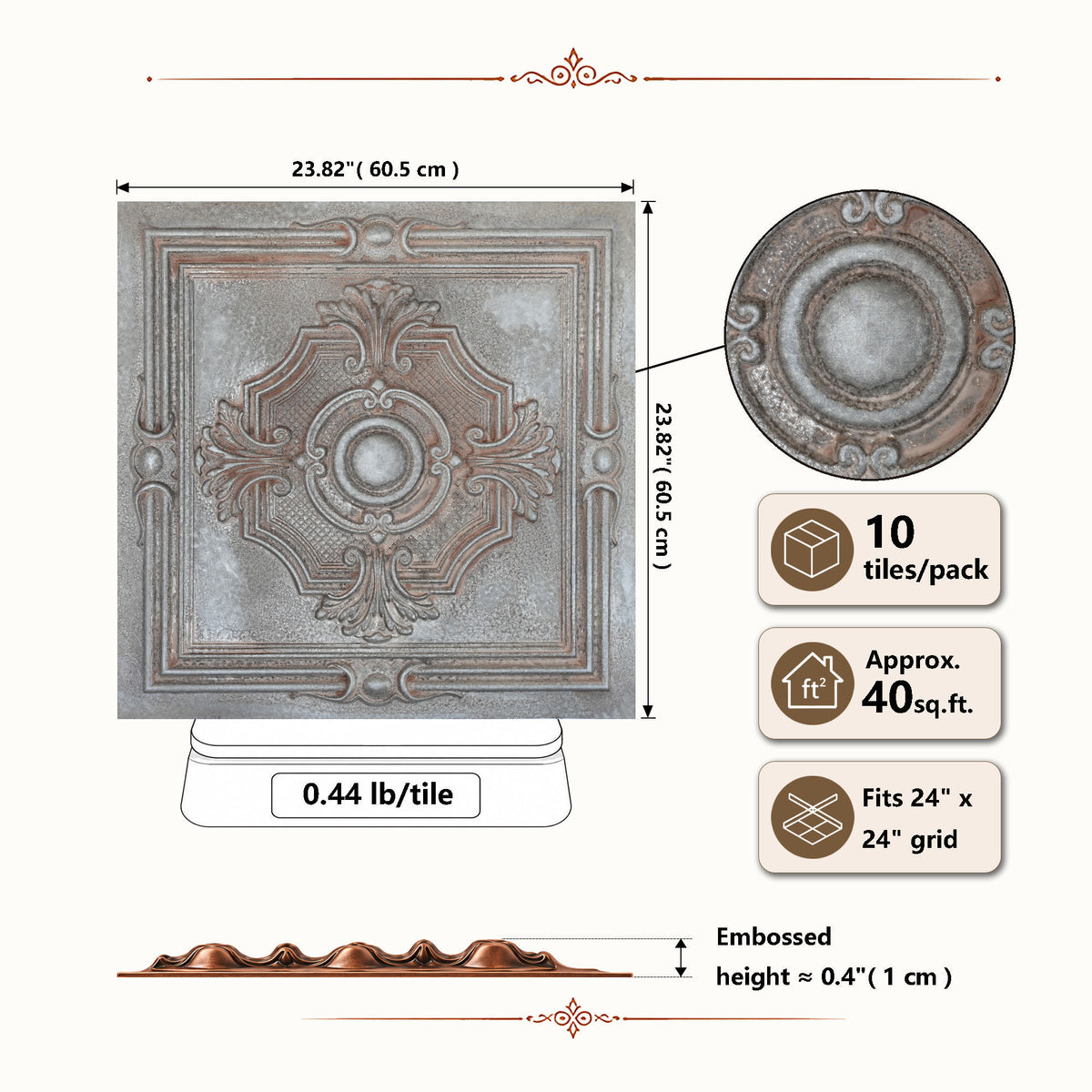PAINTSDECOR PL38 Weathered Iron ceiling tiles