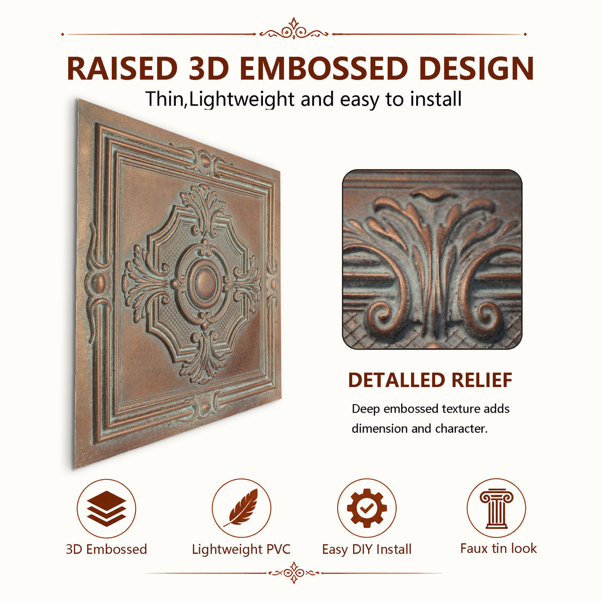 PAINTSDECOR PL38 Weathered copper ceiling tiles