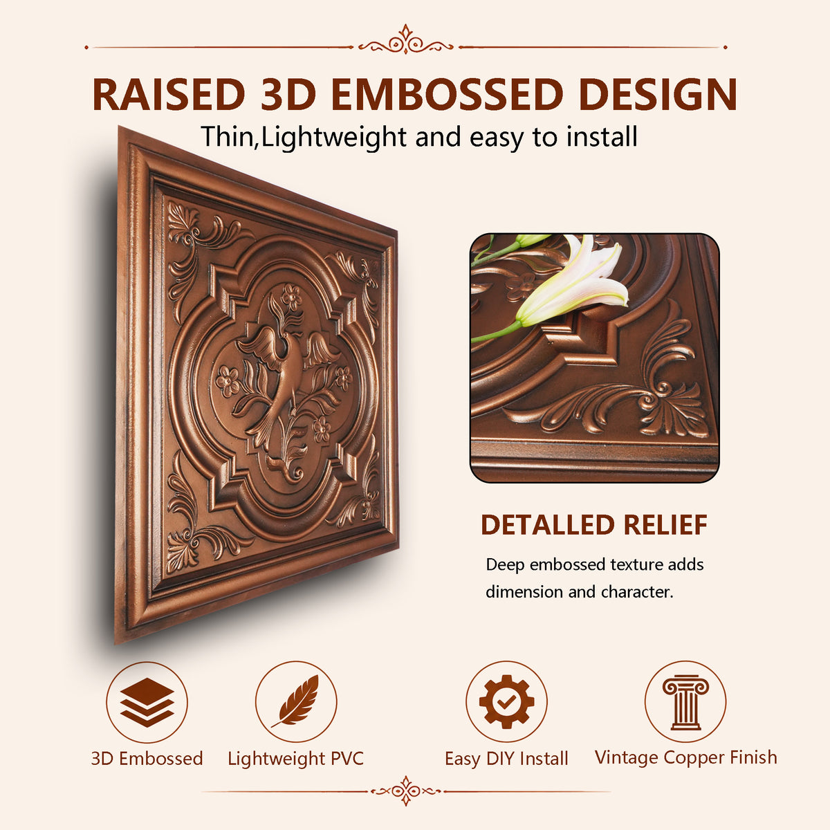 PAINTSDECOR PL39 Aged copper ceiling tiles