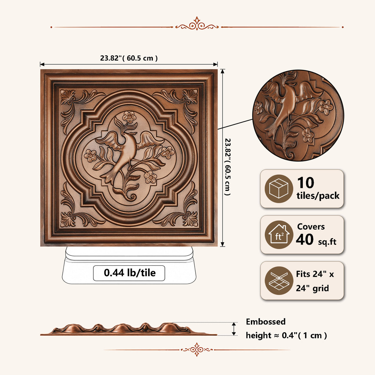 PAINTSDECOR PL39 Aged copper ceiling tiles