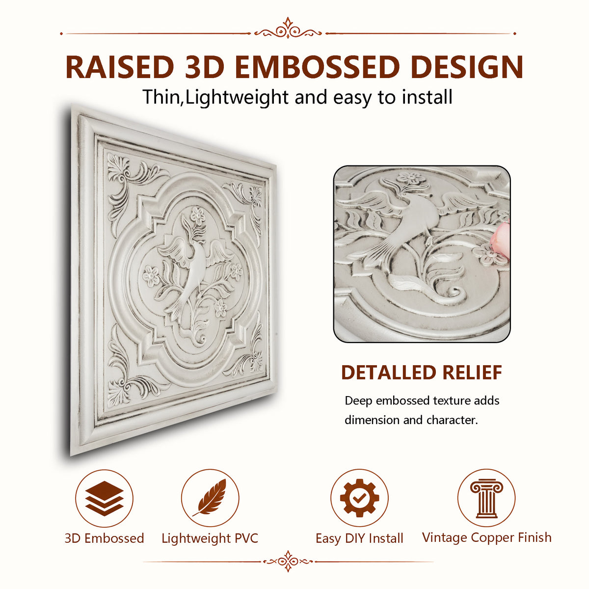 PAINTSDECOR PL39 Aged white ceiling tiles