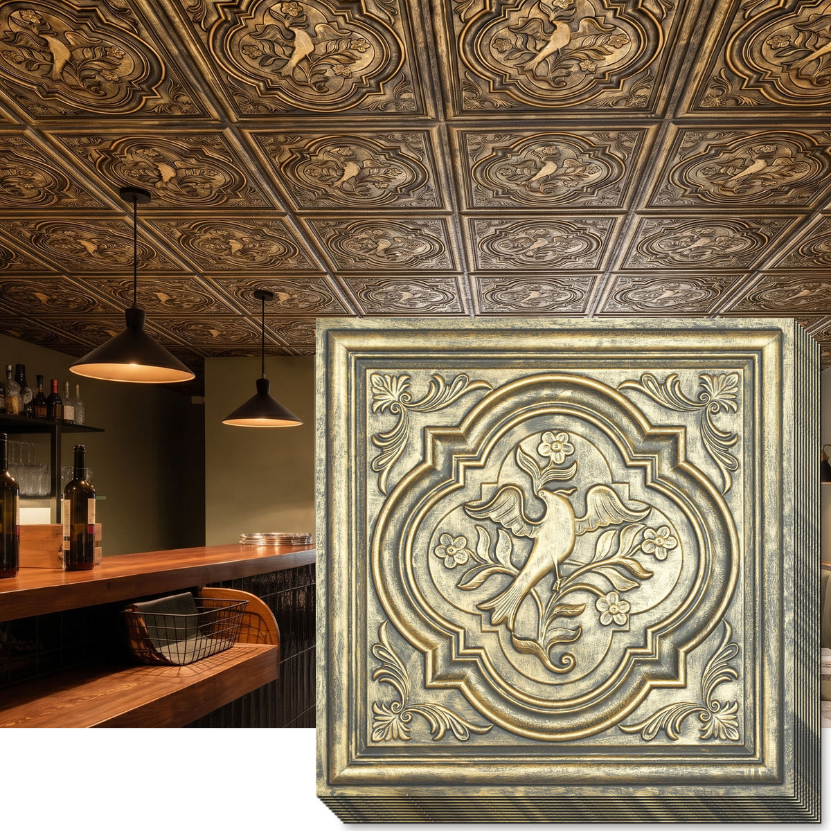 PAINTSDECOR PL39 Ancient gold ceiling tiles