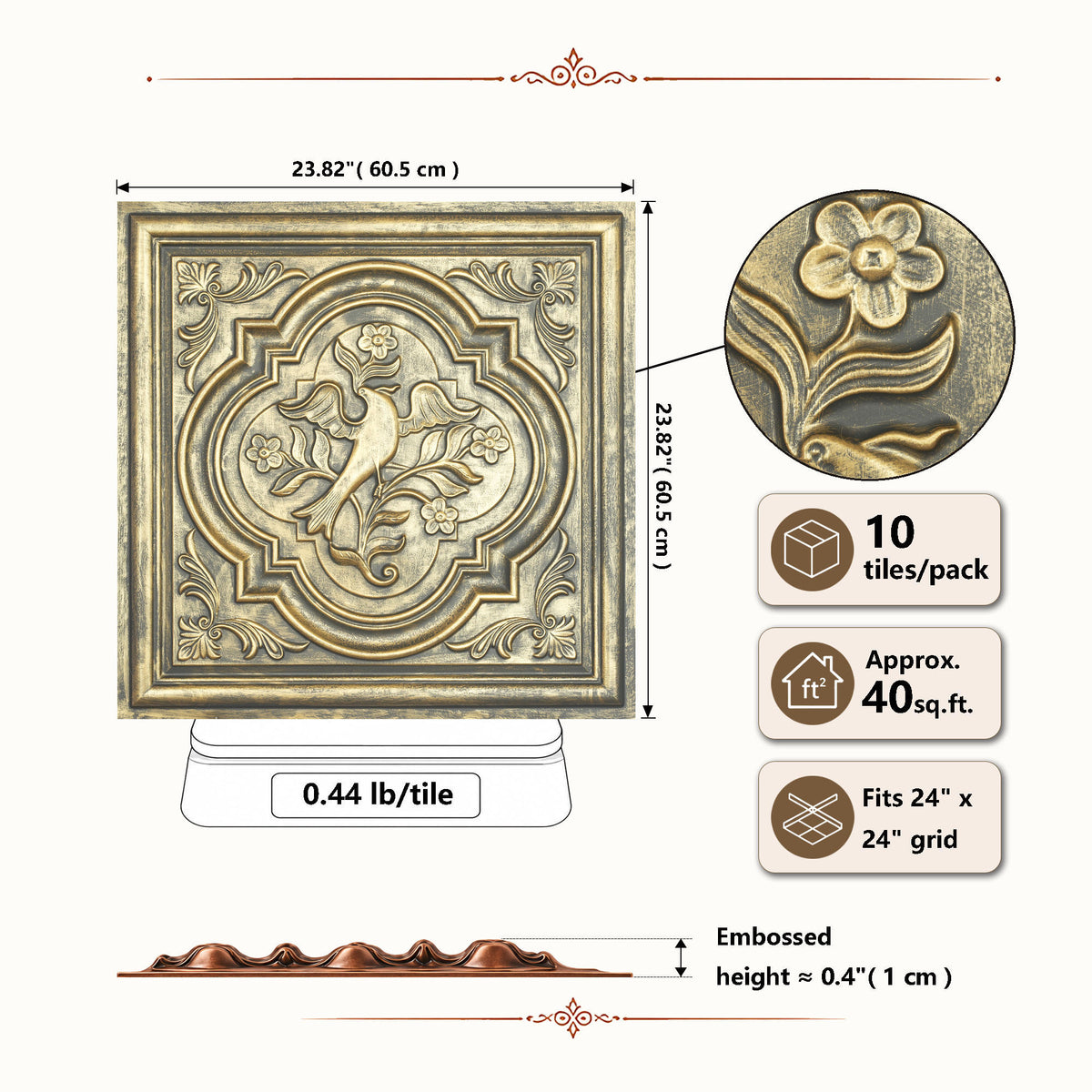 PAINTSDECOR PL39 Ancient gold ceiling tiles