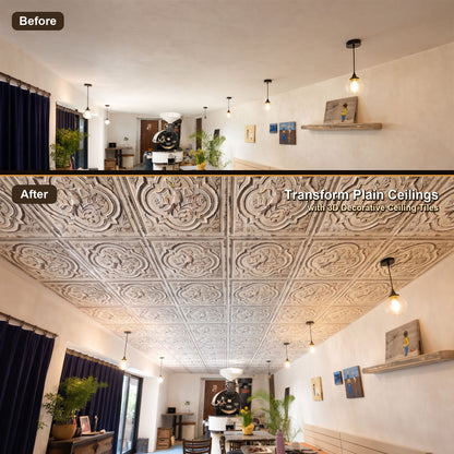 PAINTSDECOR PL39 Distress crack white black ceiling tiles