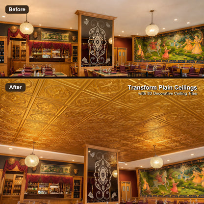 PAINTSDECOR PL39 Golden ceiling tiles