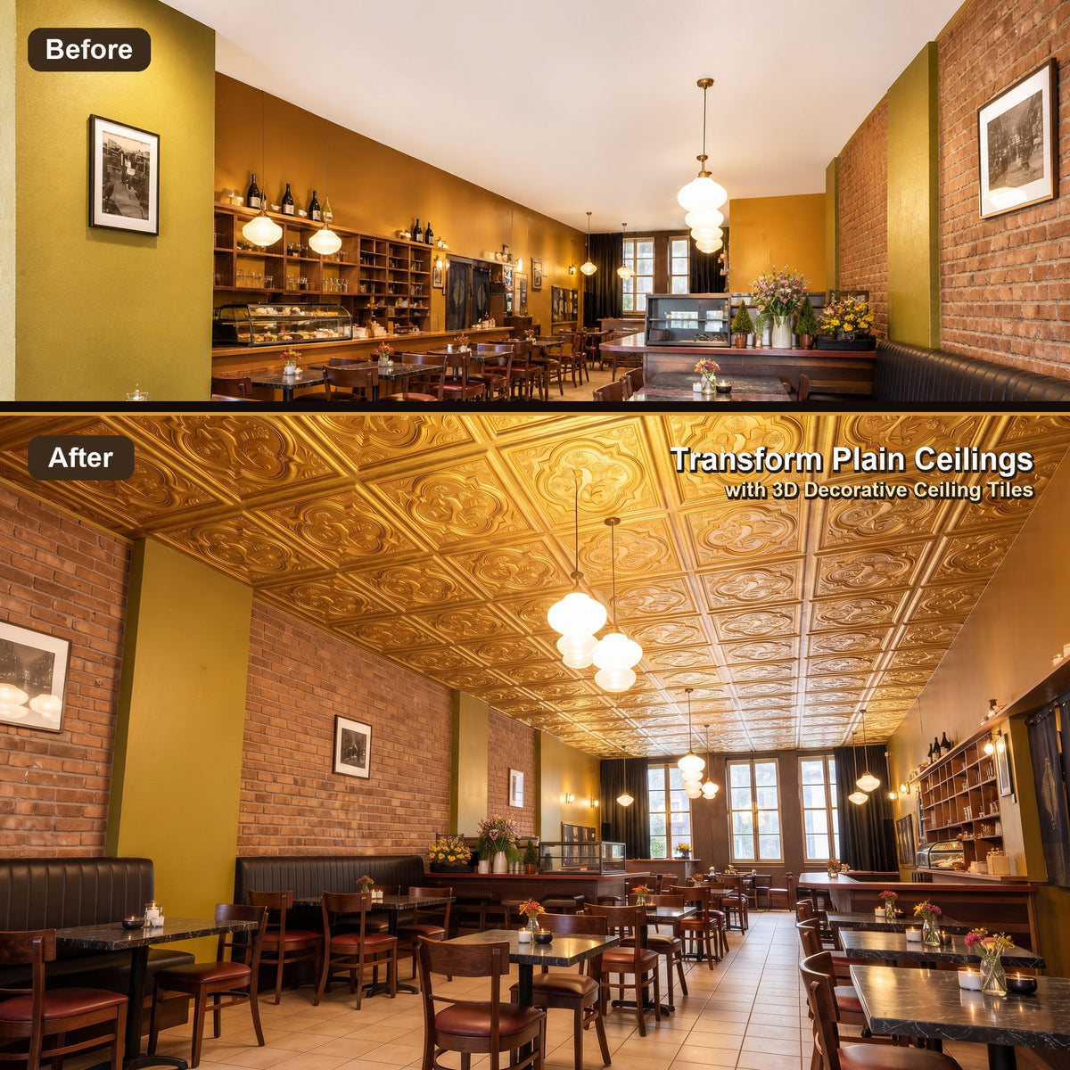 PAINTSDECOR PL39 Golden ceiling tiles