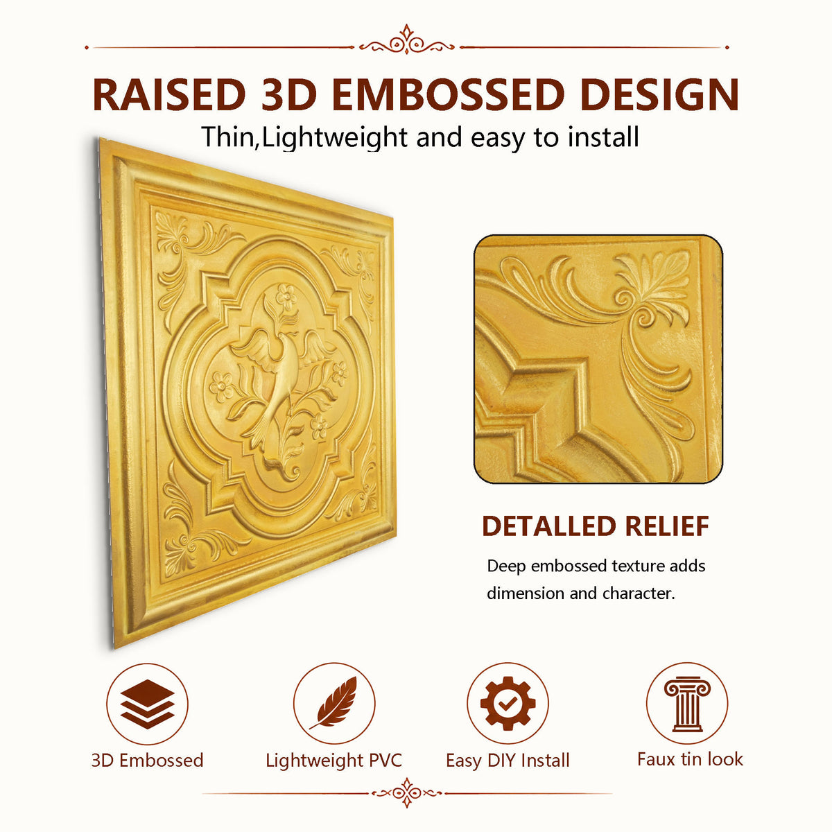 PAINTSDECOR PL39 Golden ceiling tiles