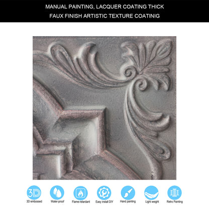 10tiles/lot DIY Faux Metal Ceiling Tile Panels for Café Bars, Studios and Artistic Interiors PL39