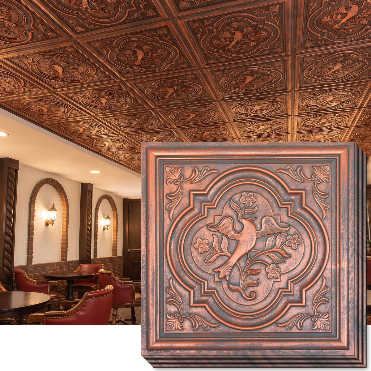PAINTSDECOR PL39 Rustic copper ceiling tiles