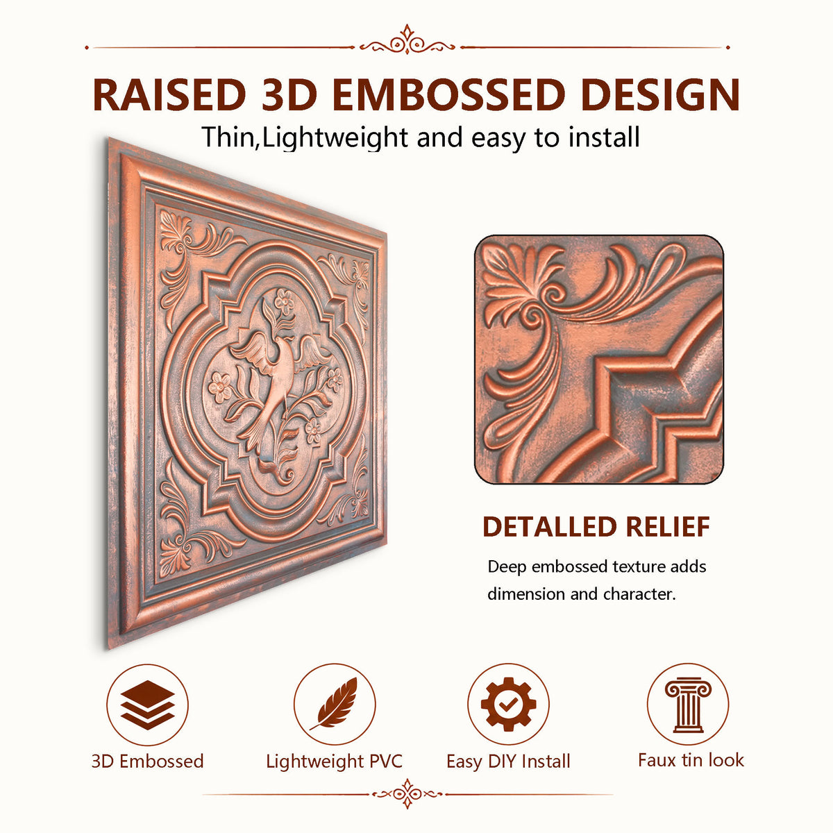 PAINTSDECOR PL39 Rustic copper ceiling tiles