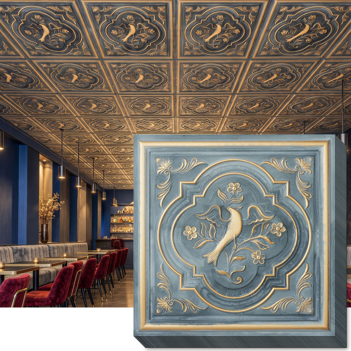 PAINTSDECOR PL39 Smoked gold ceiling tiles