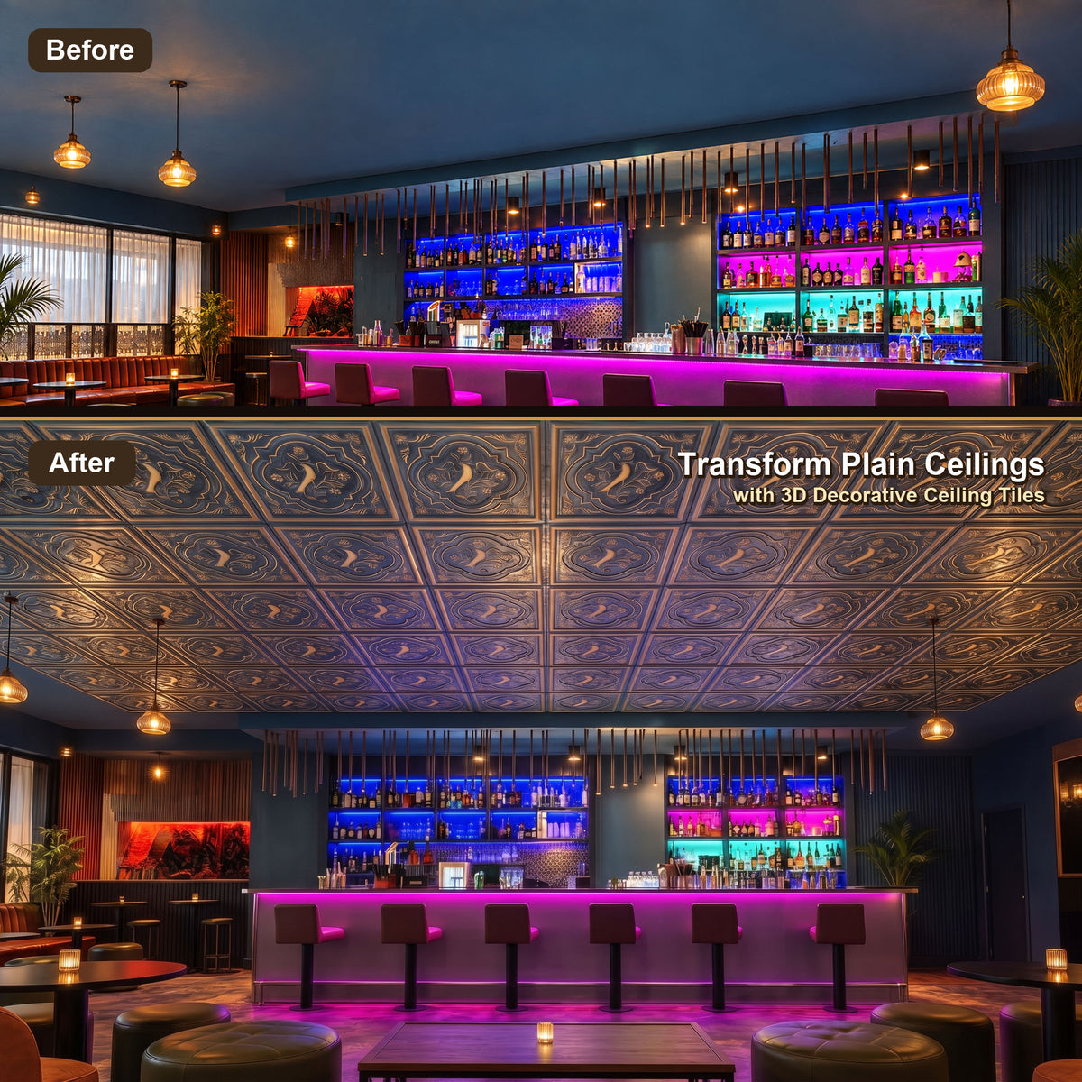 PAINTSDECOR PL39 Smoked gold ceiling tiles