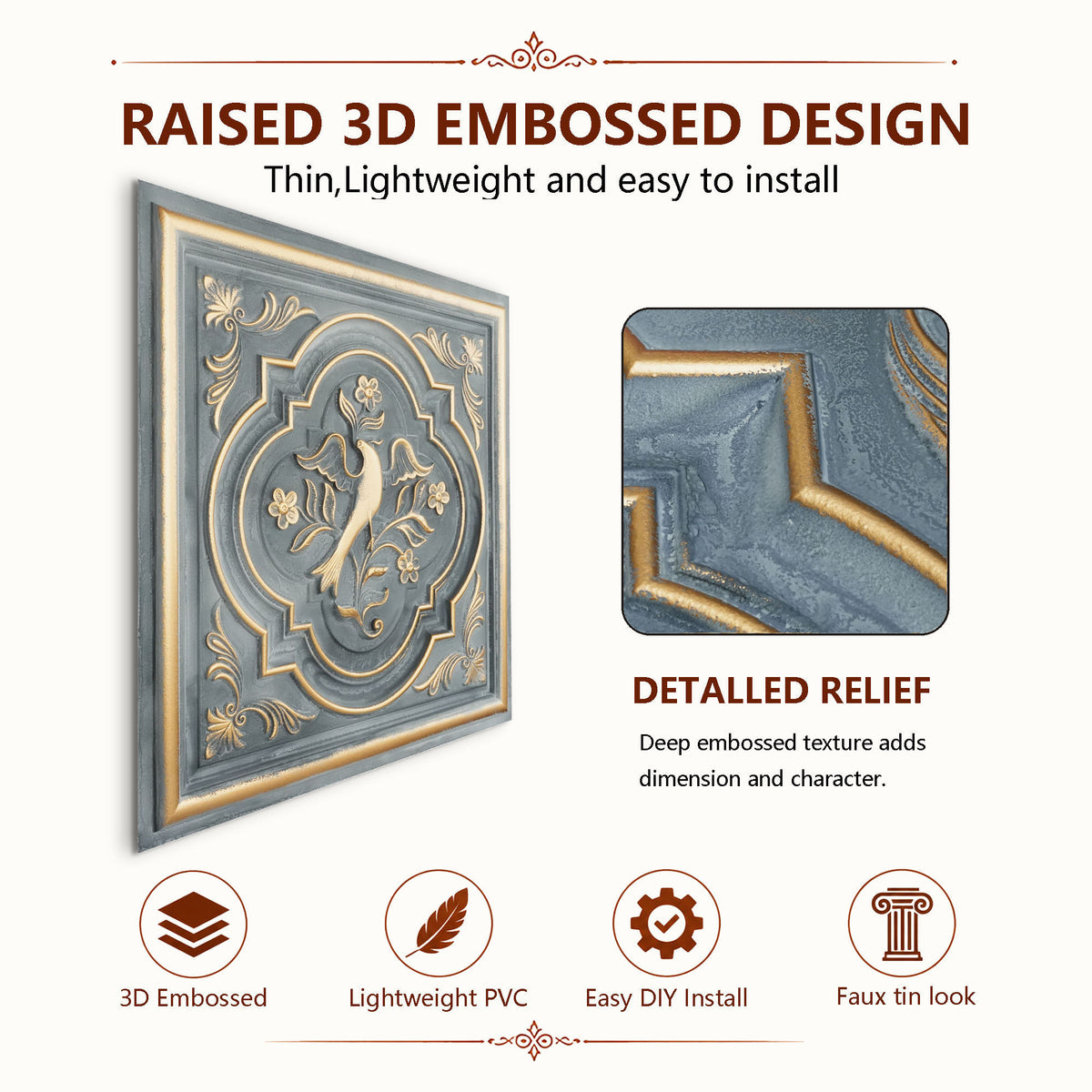 PAINTSDECOR PL39 Smoked gold ceiling tiles