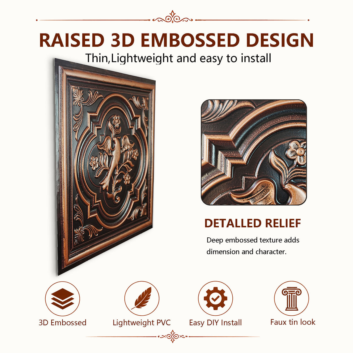 PAINTSDECOR PL39 Traditional copper ceiling tiles