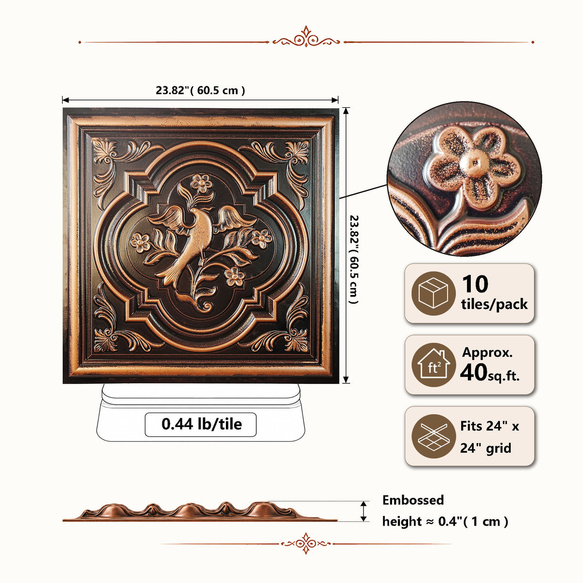 PAINTSDECOR PL39 Traditional copper ceiling tiles