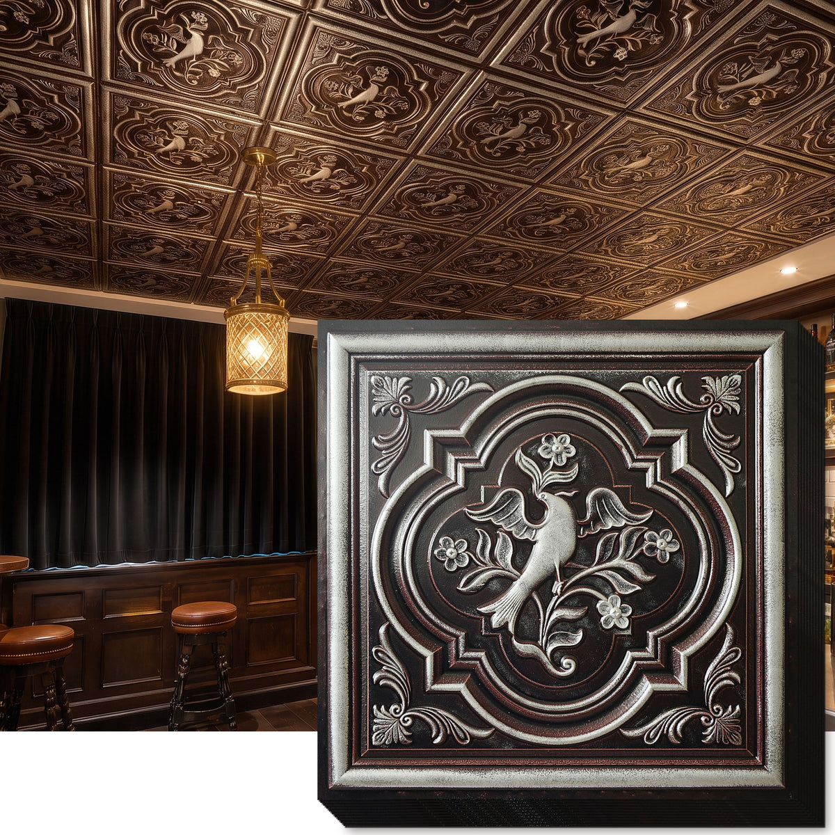 PAINTSDECOR PL39 Traditional silver ceiling tiles