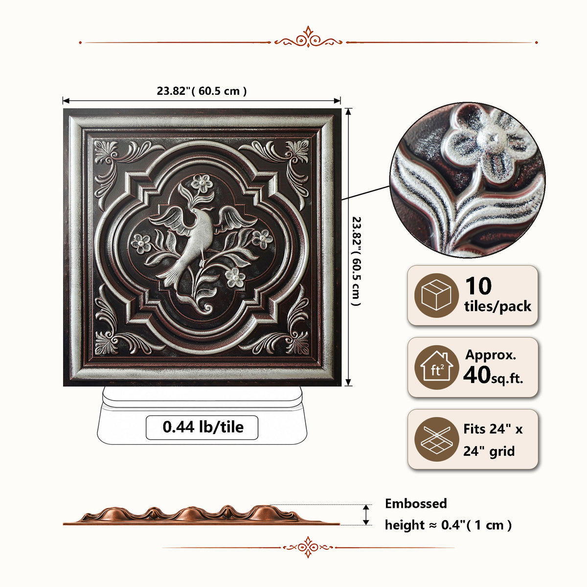 PAINTSDECOR PL39 Traditional silver ceiling tiles