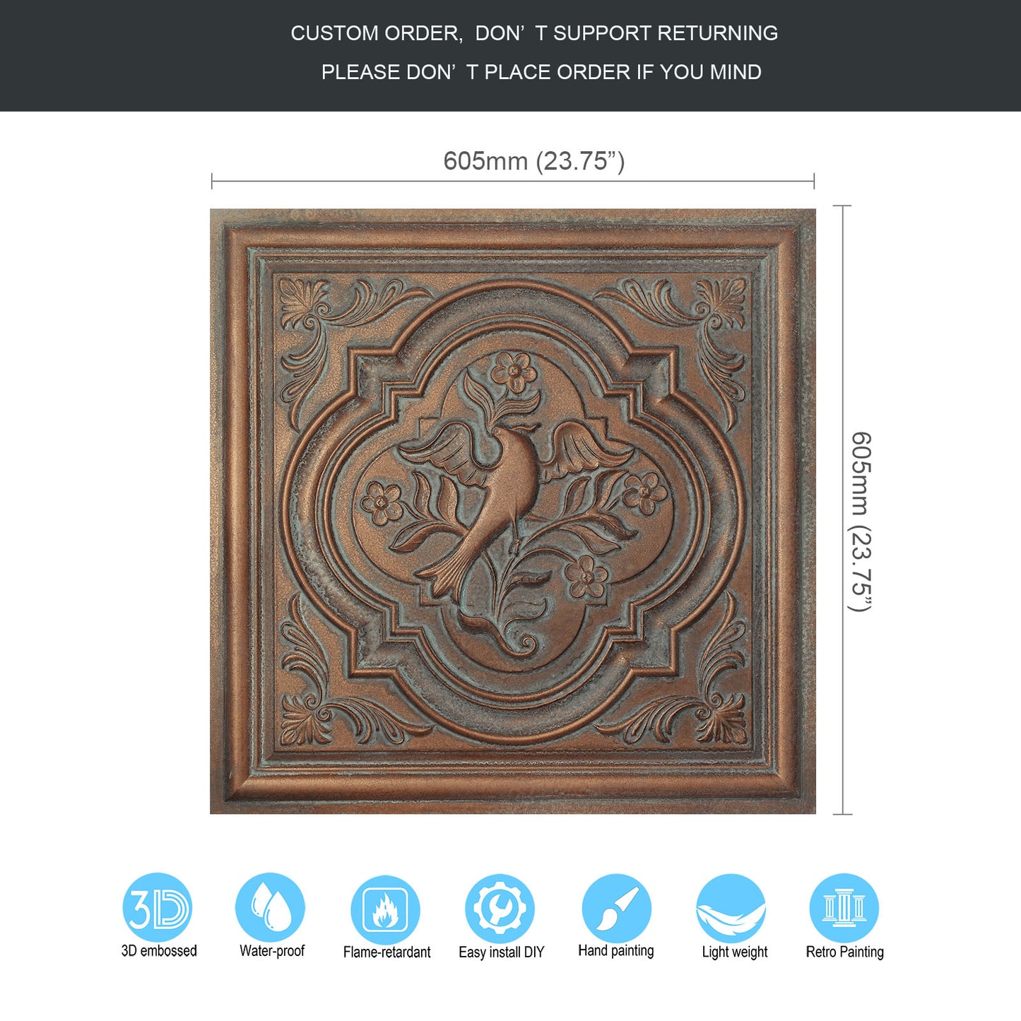 10tiles/lot Artistic Ceiling Tiles for Libraries, Museums, Craft Studios and Cultural Interiors PL39