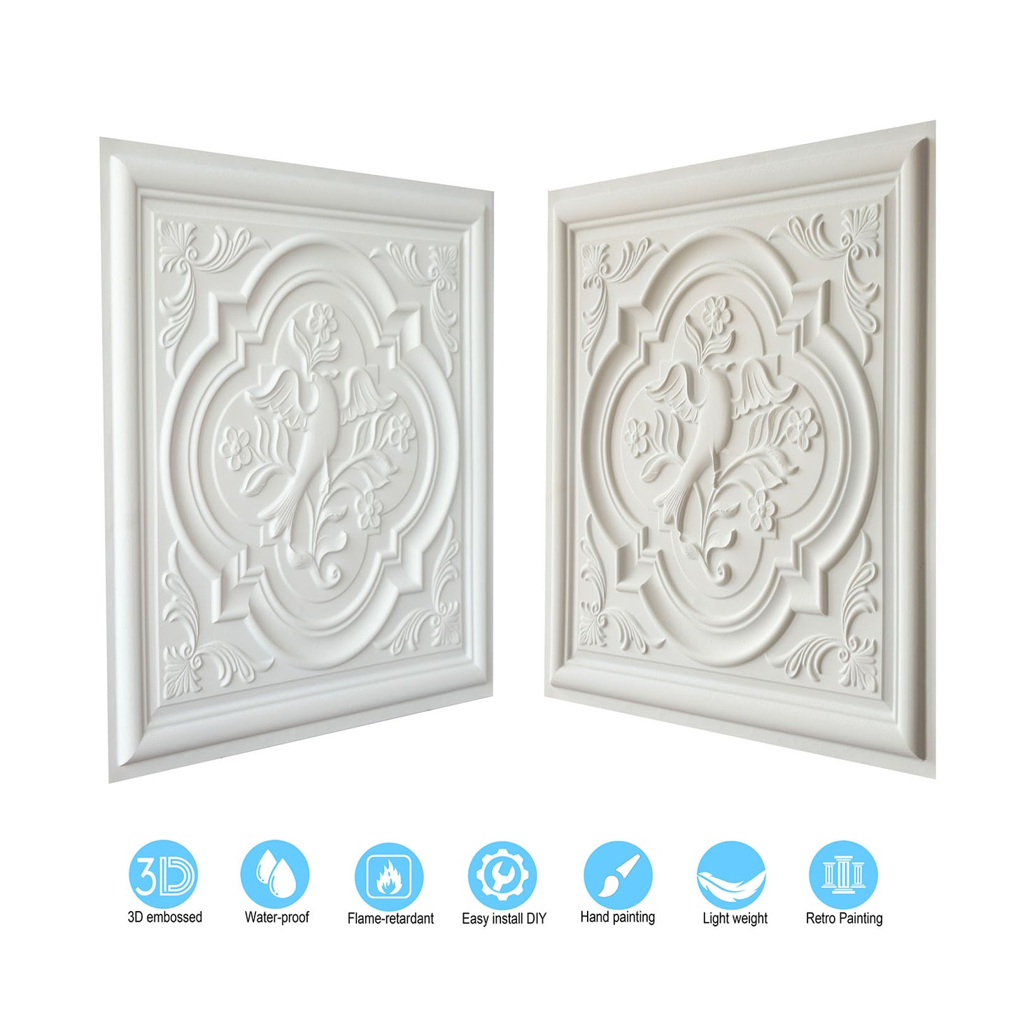 10tiles/lot Embossed Ceiling Tiles for Elegant Restaurants, Coffee Shops and Contemporary Bedrooms PL39