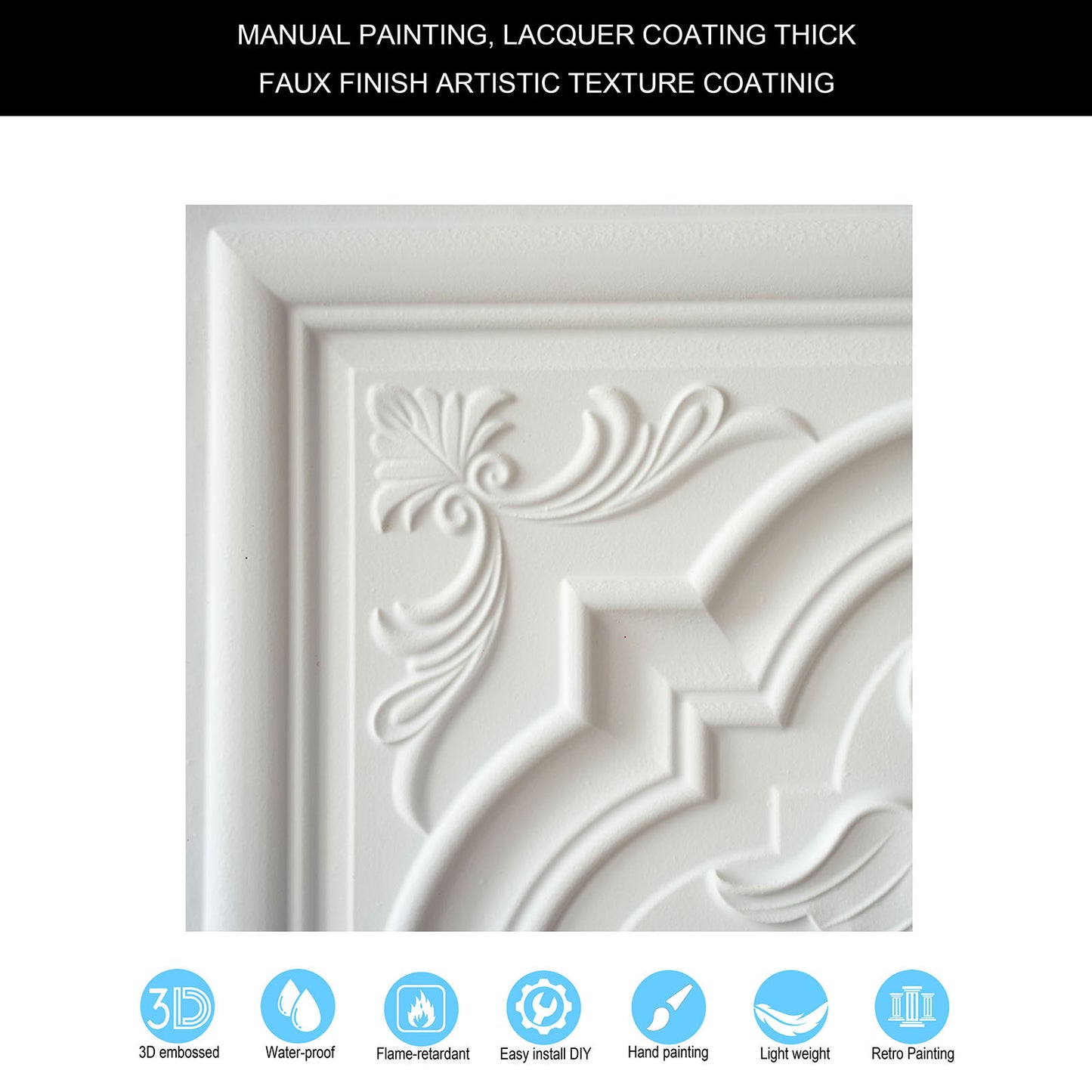 10tiles/lot Embossed Ceiling Tiles for Elegant Restaurants, Coffee Shops and Contemporary Bedrooms PL39