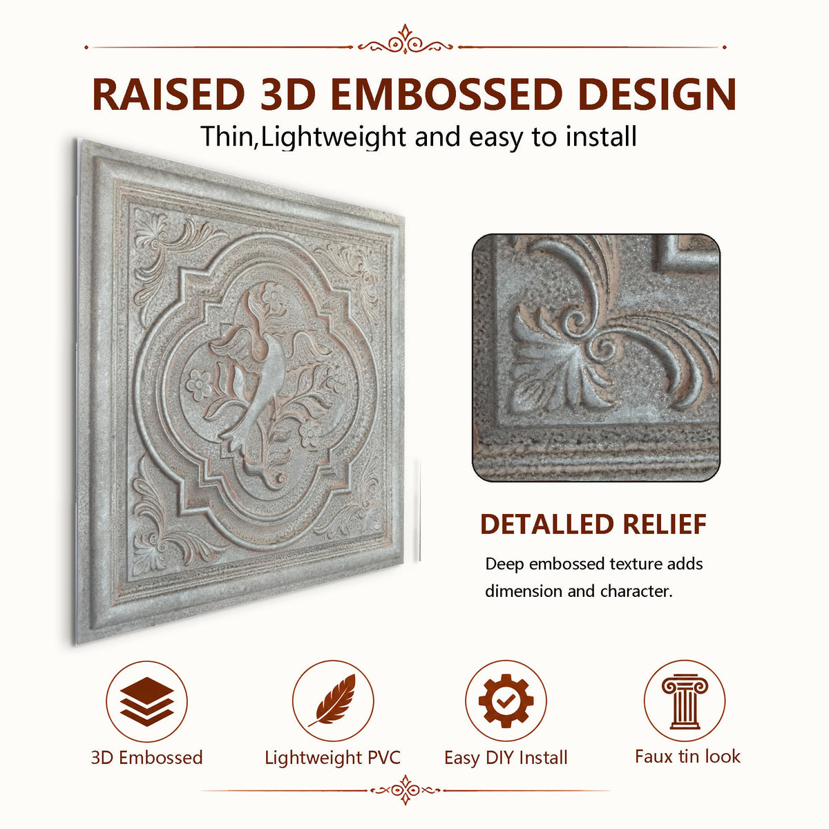 PAINTSDECOR PL39 Weathered Iron ceiling tiles