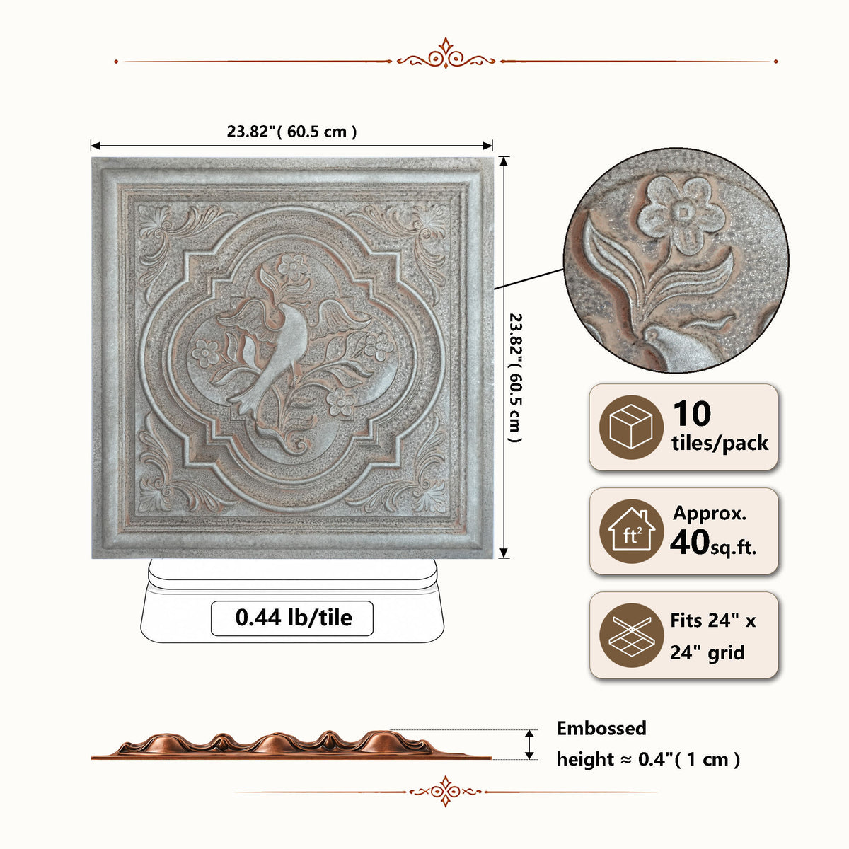 PAINTSDECOR PL39 Weathered Iron ceiling tiles