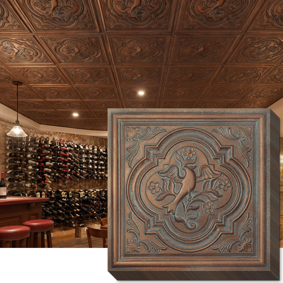 PAINTSDECOR PL39 Weathered copper ceiling tiles