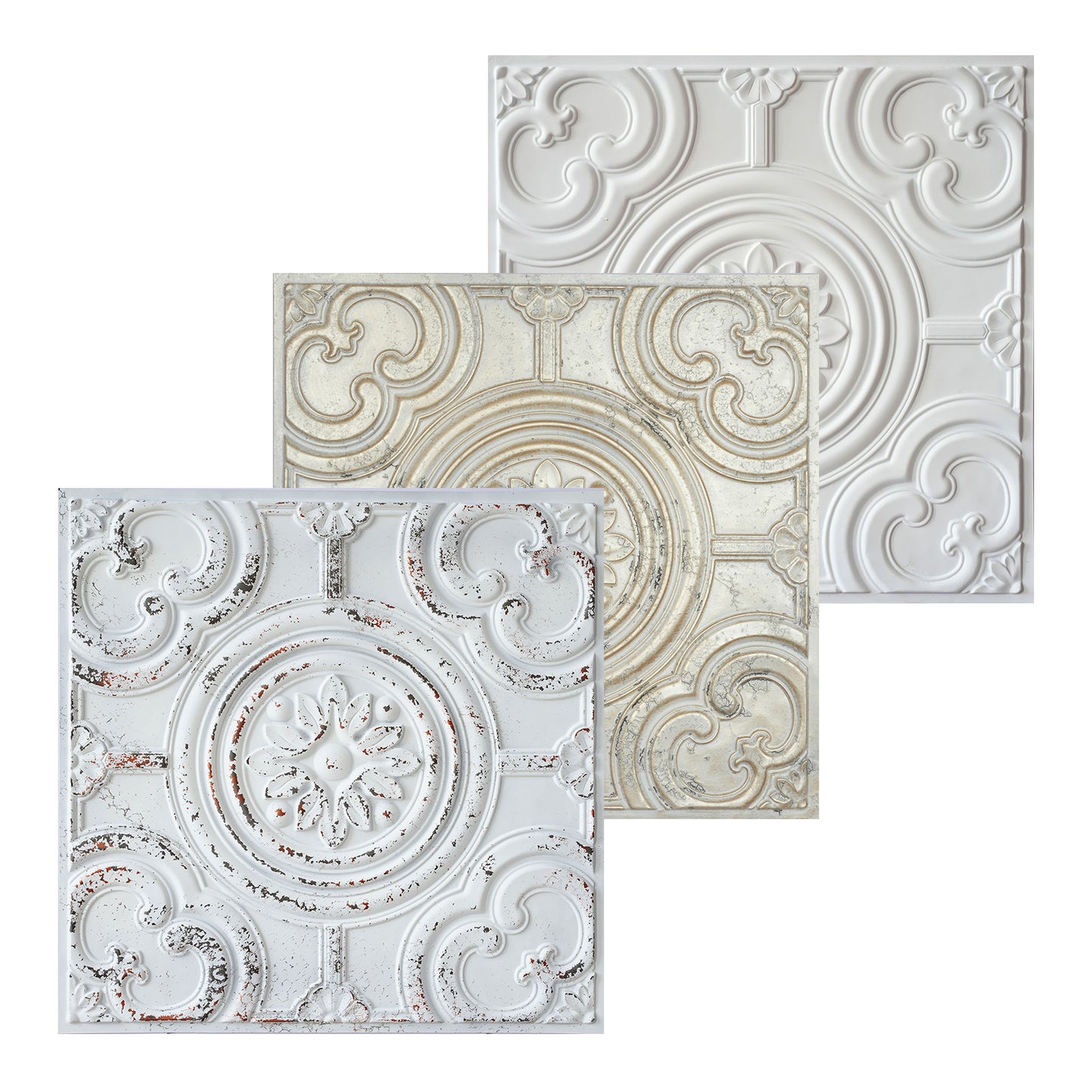 10tiles/lot Textured PVC Ceiling Tiles for Light-Luxury Restaurants, Salons and Beauty Studios PL50