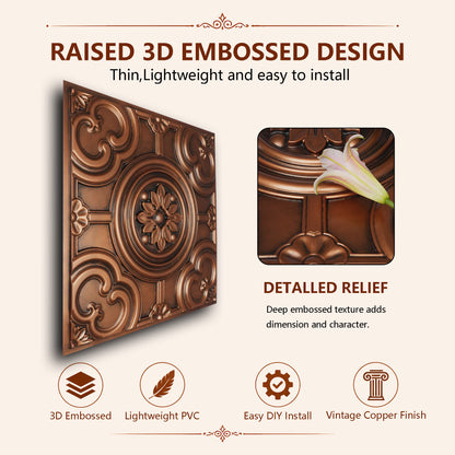 PAINTSDECOR PL50 Aged copper ceiling tiles