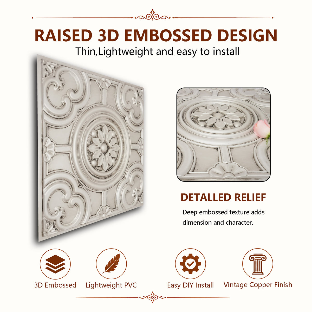 PAINTSDECOR PL50 Aged white ceiling tiles