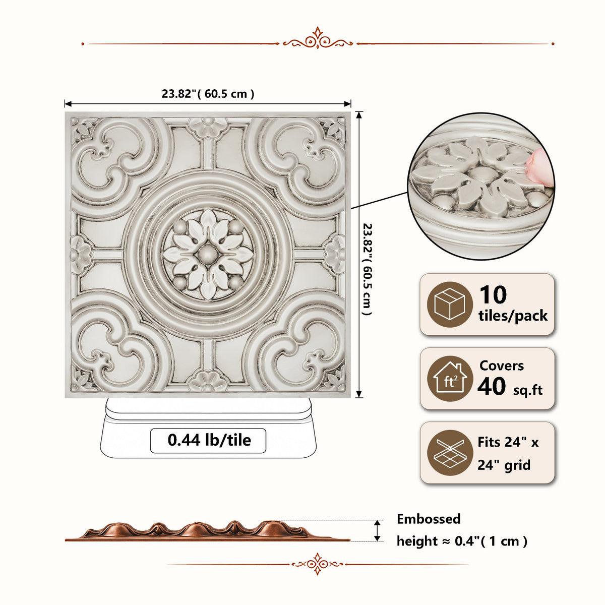 PAINTSDECOR PL50 Aged white ceiling tiles